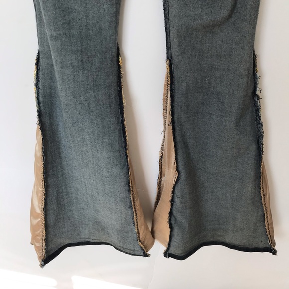 Vintage LVL X Black Denim Gold Sequin Hand Altered Flare Jeans - Picture 12 of 13